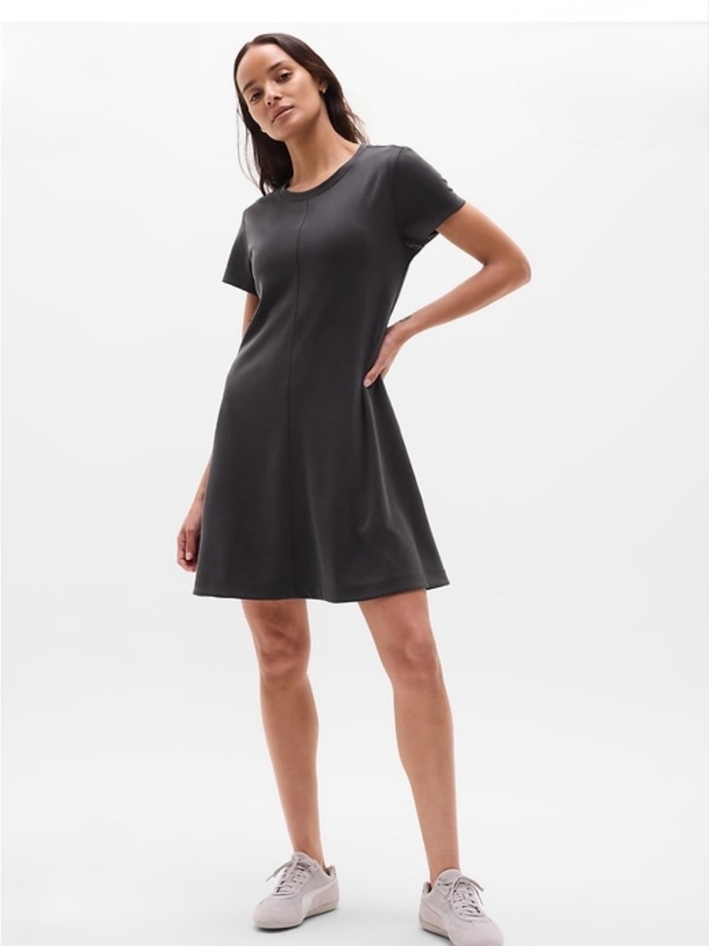 Athleta Soft Tee Dress Ribbed Pockets Size Small